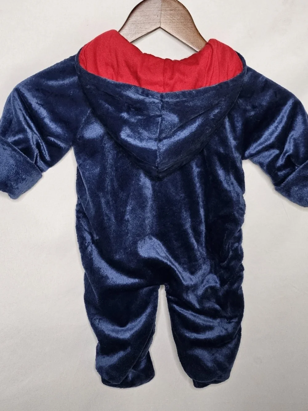 Baby Boy Superman Plush Hoodie Bunting Snowsuit Costume Superhero Blue Size 6-9M